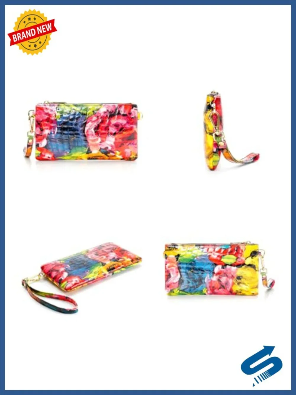 Genuine Leather RFID Blocking Wristlet Clutch Wallet Cell Phone Bag Crossbody